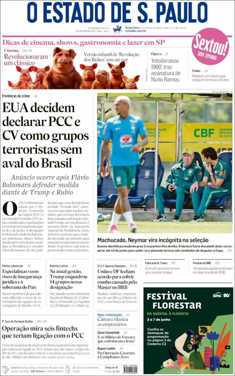Portada de O Estado de São Paulo (Brasil)