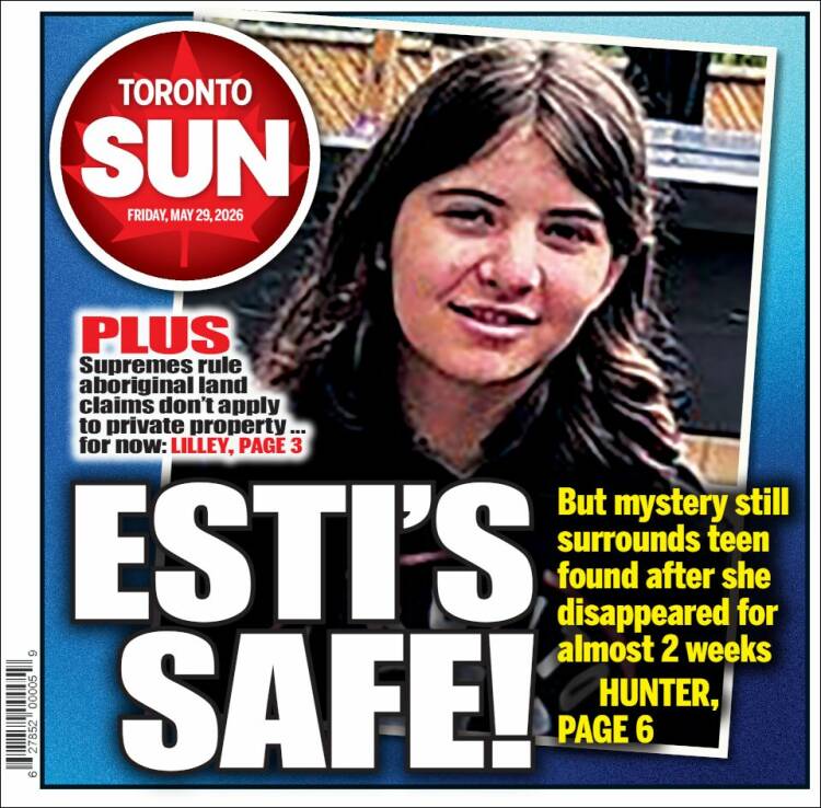 Portada de The Toronto Sun (Canad&aacute;)