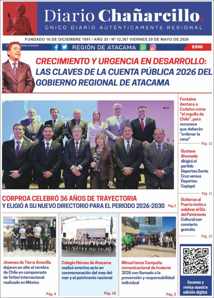 Portada de Diario Chañarcillo (Chile)