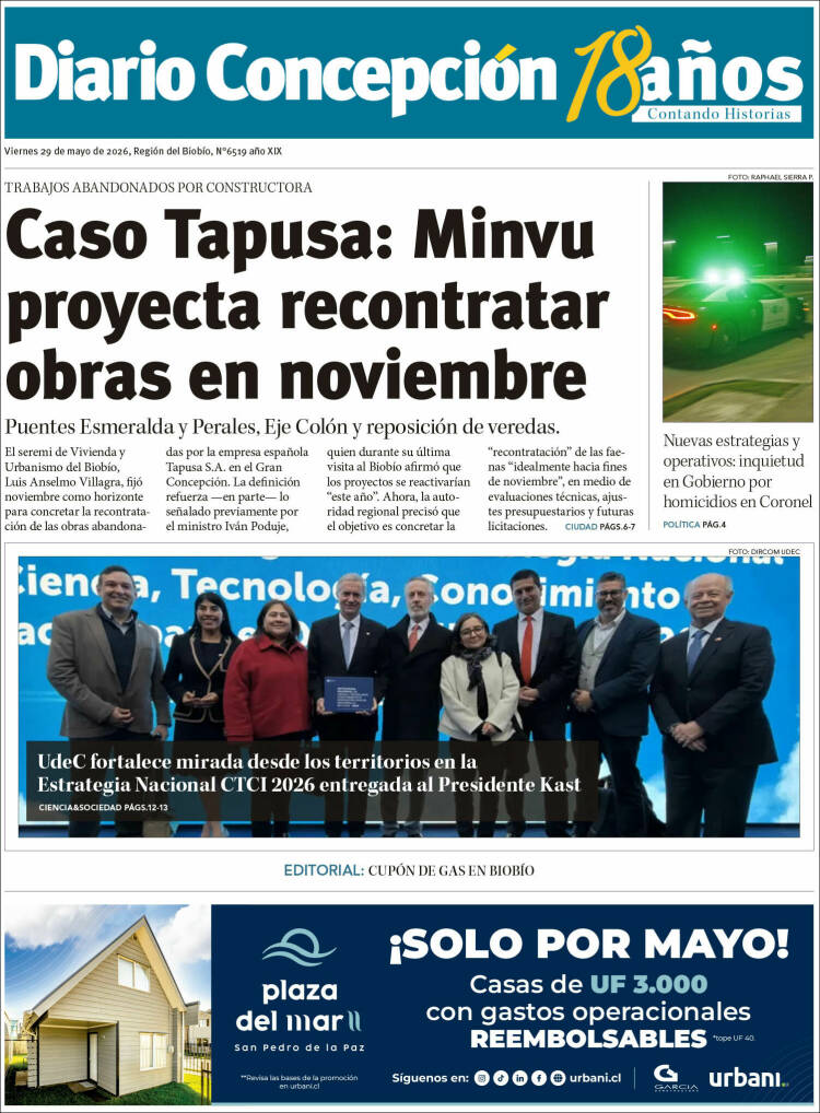 Portada de Diario de Concepción (Chile)