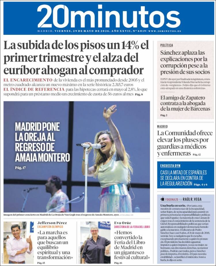 Portada de 20 Minutos - Madrid (Espa&ntilde;a)