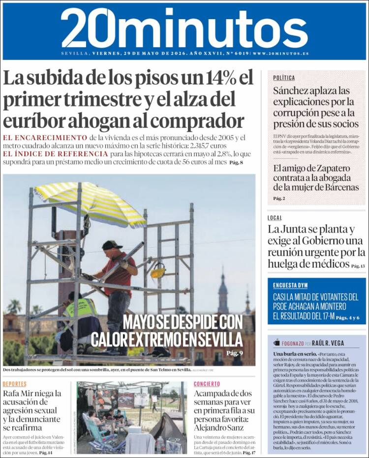 Portada de 20 Minutos - Sevilla (Espa&ntilde;a)