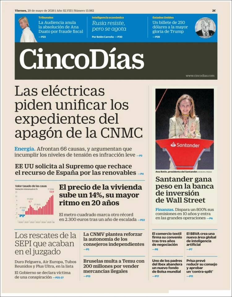 Portada de Cinco Días (Espa&ntilde;a)