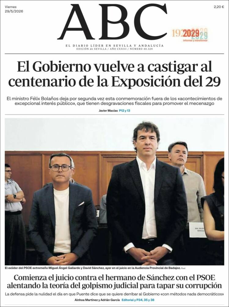 Portada de ABC - Sevilla (Espa&ntilde;a)