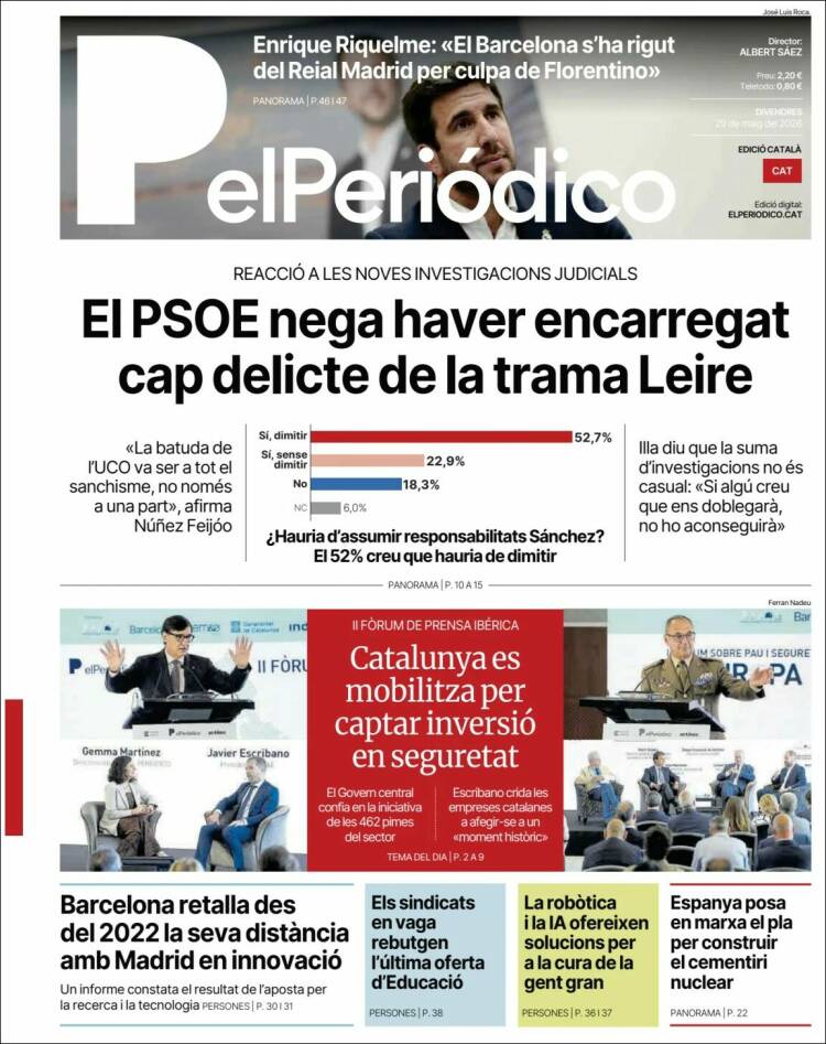 Portada de El Periódico de Catalunya (Espa&ntilde;a)