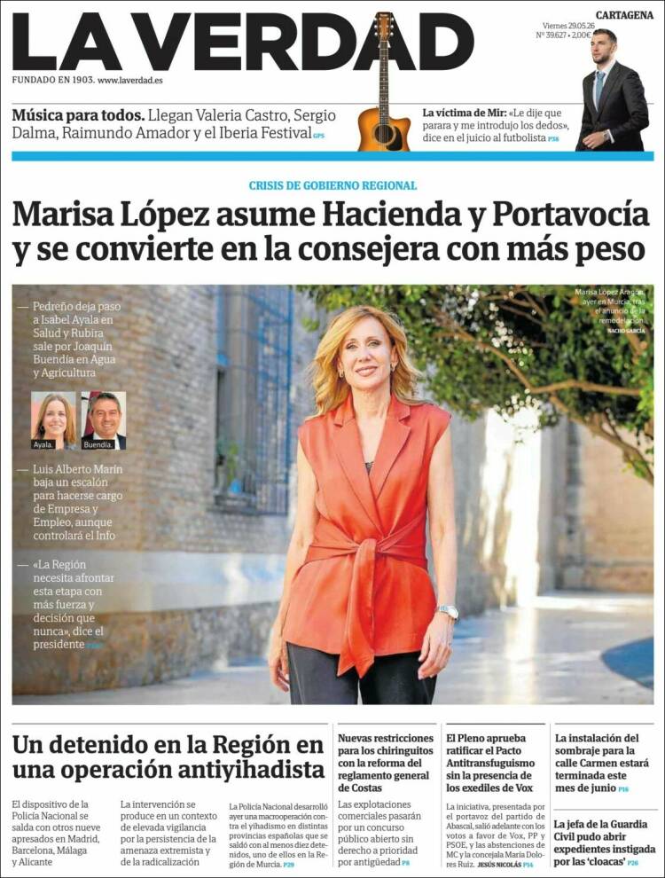 Portada de La Verdad de Cartagena (Espa&ntilde;a)
