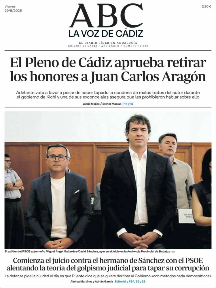 Portada de La Voz de Cádiz (Espa&ntilde;a)