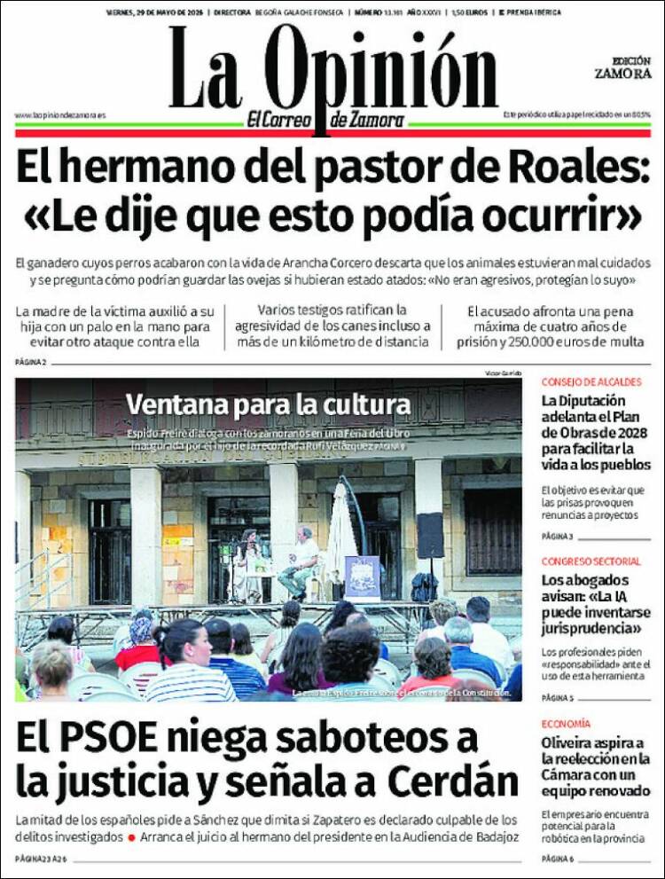 Portada de La Opinión - El Correo de Zamora (Espa&ntilde;a)
