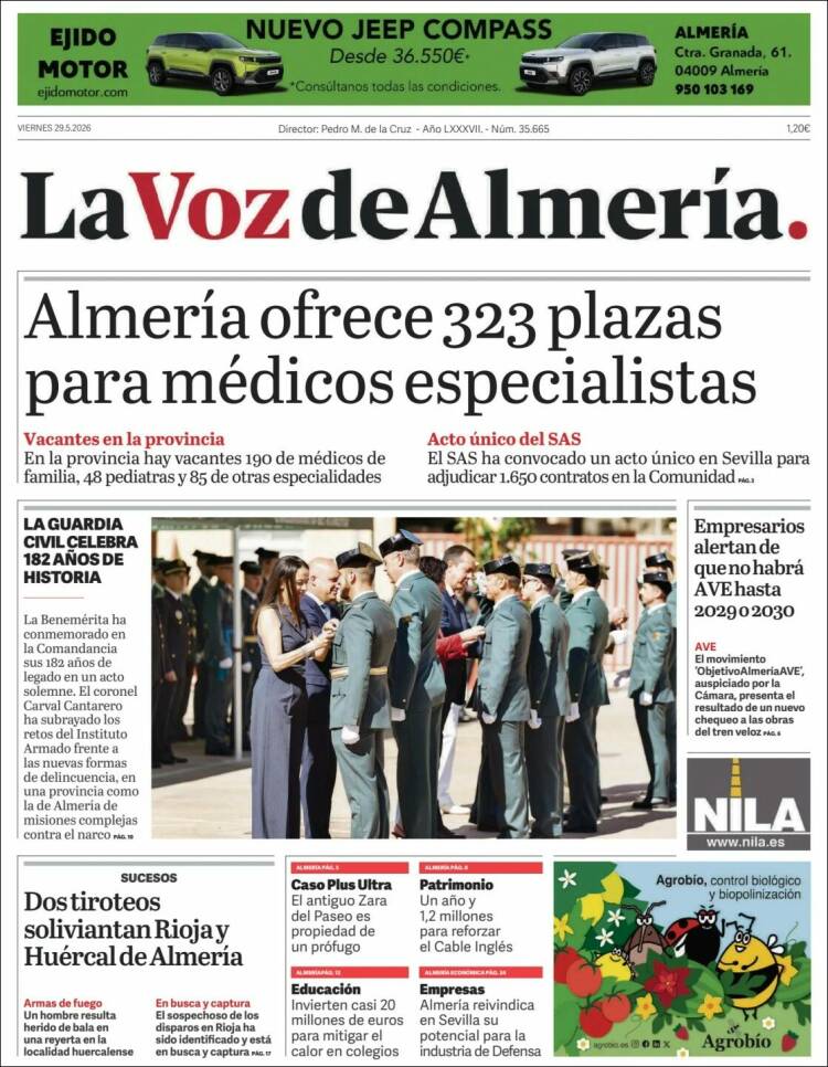 Portada de La Voz de Almería (Espa&ntilde;a)