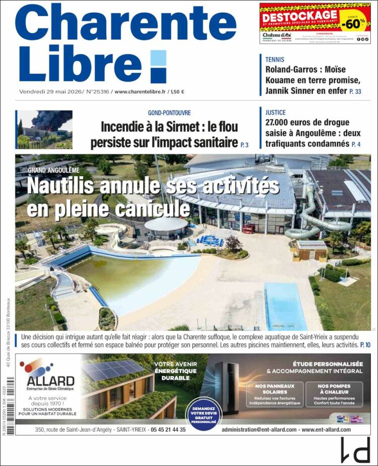 Portada de Charente Libre (Francia)