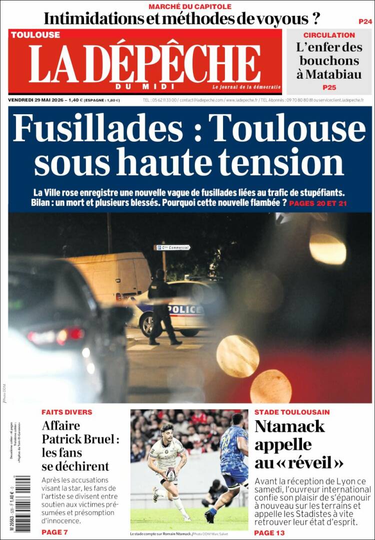 Portada de La Dépêche du Midi (Francia)