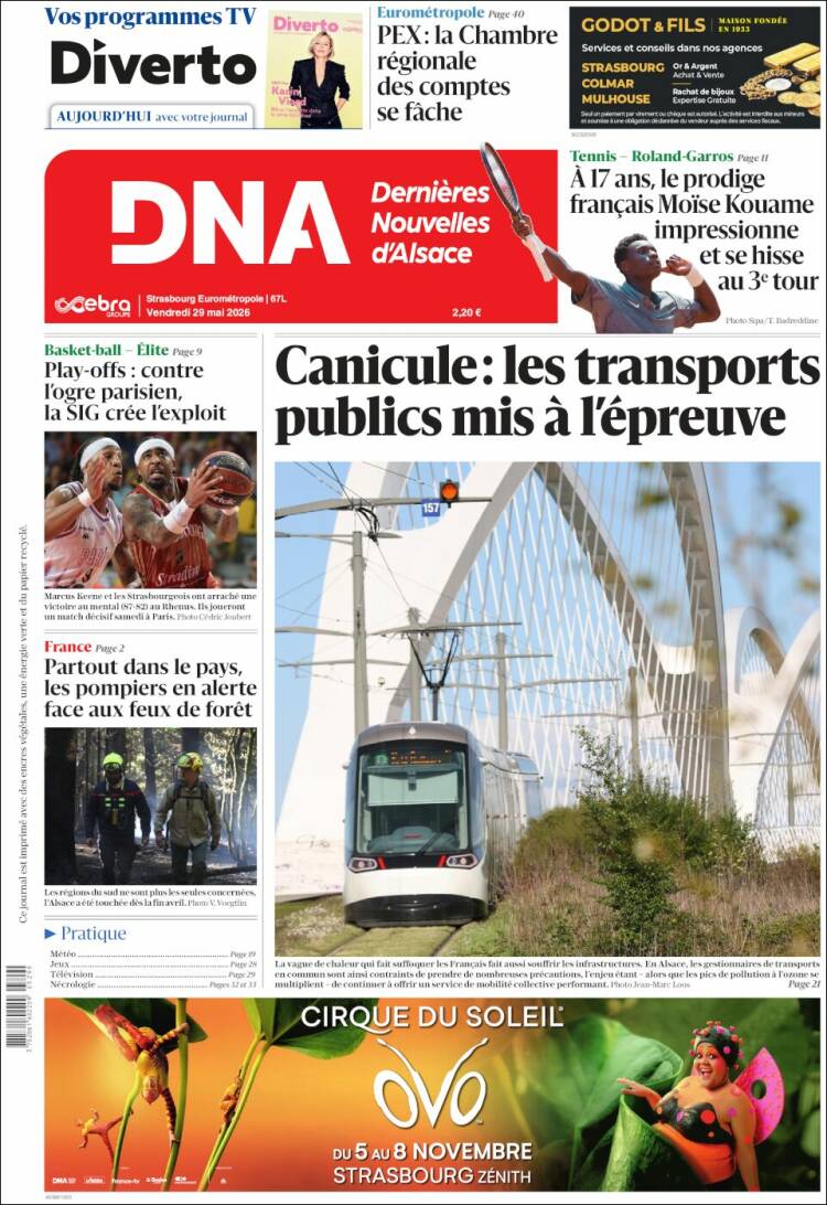 Portada de Les Dernières Nouvelles d'Alsace (Francia)