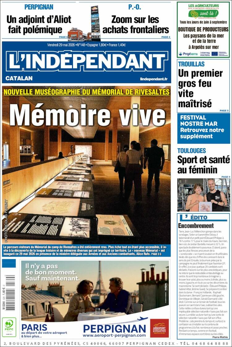Portada de Le Indépendant (Francia)