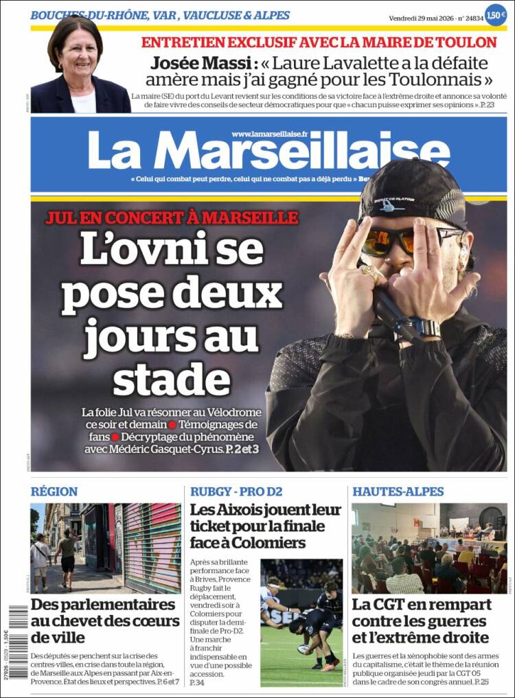 Portada de La Marseillaise (Francia)
