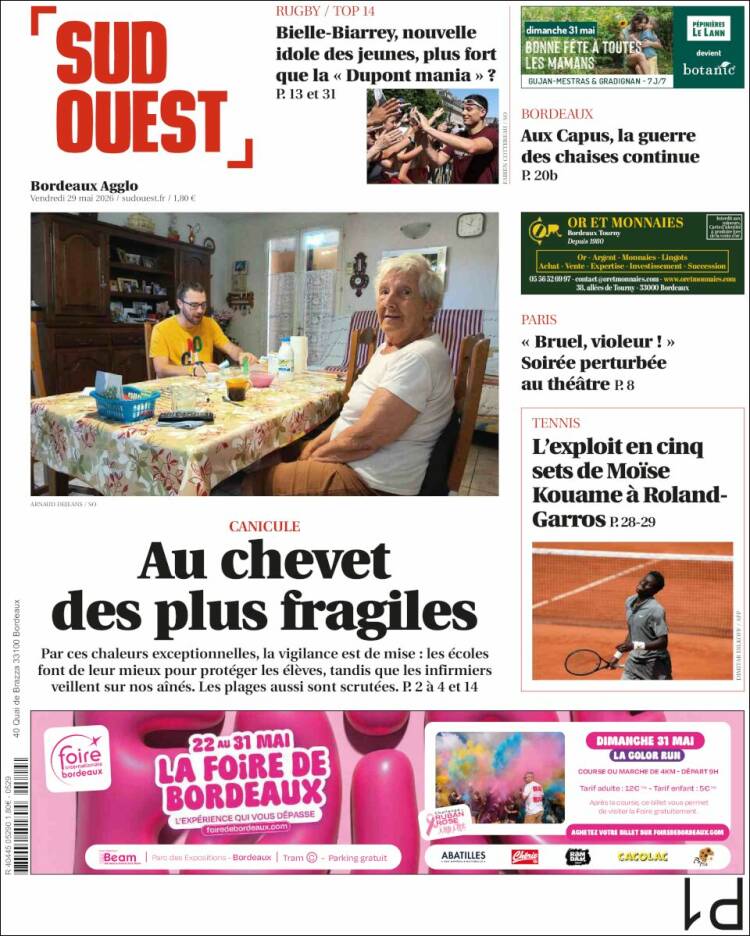 Portada de Sud Ouest (Francia)