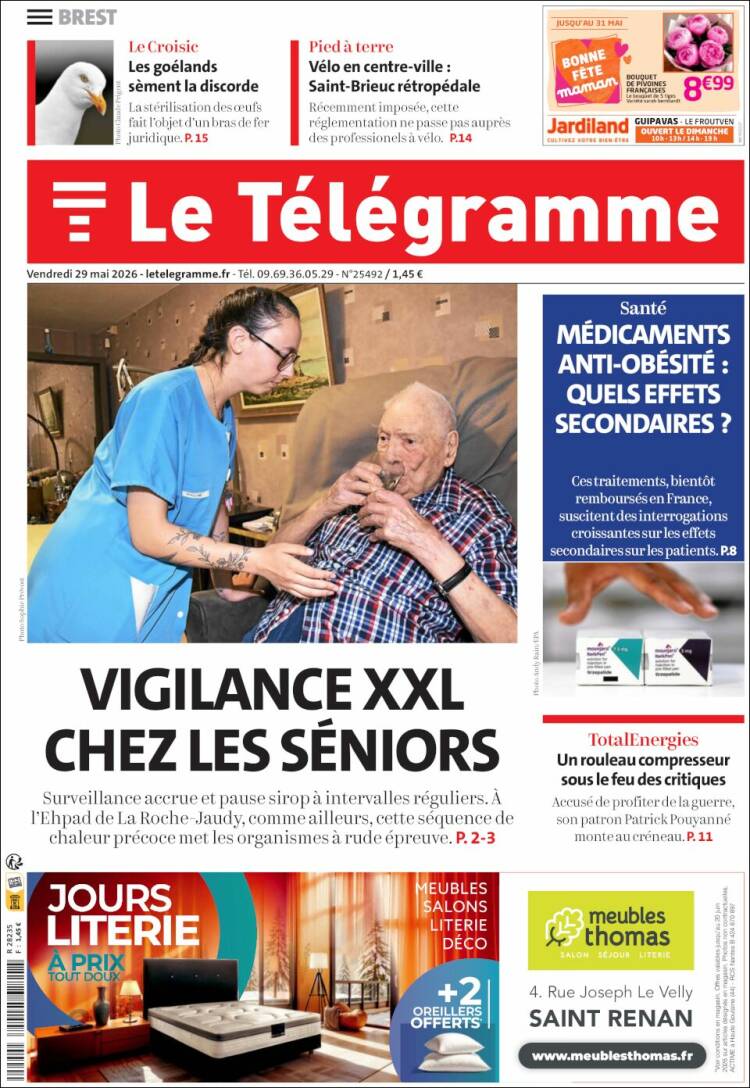 Portada de Télégramme (Francia)
