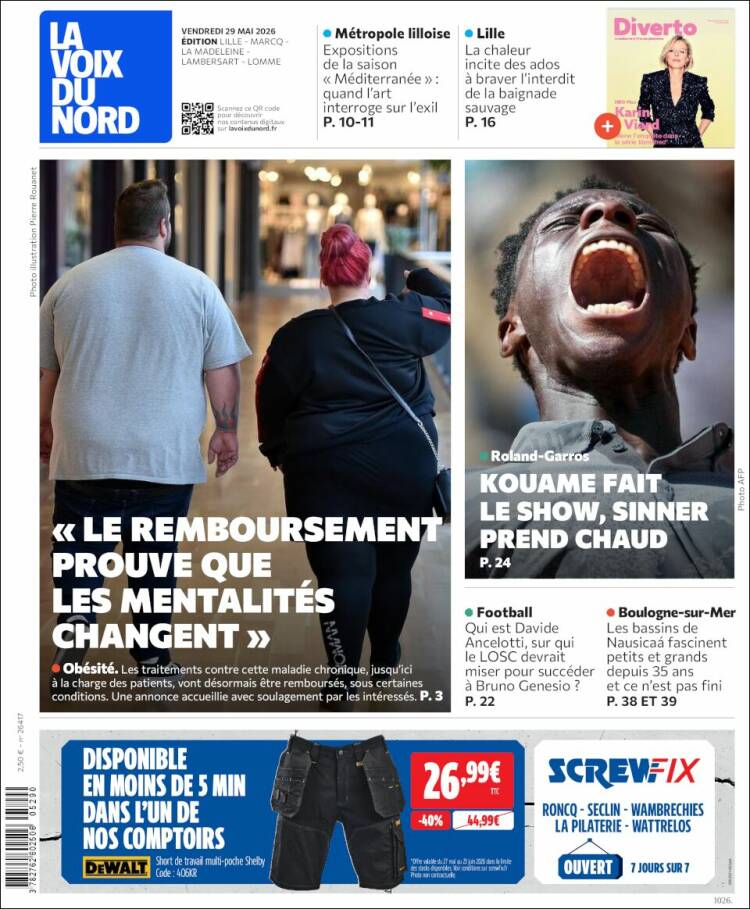Portada de La Voix du Nord (Francia)