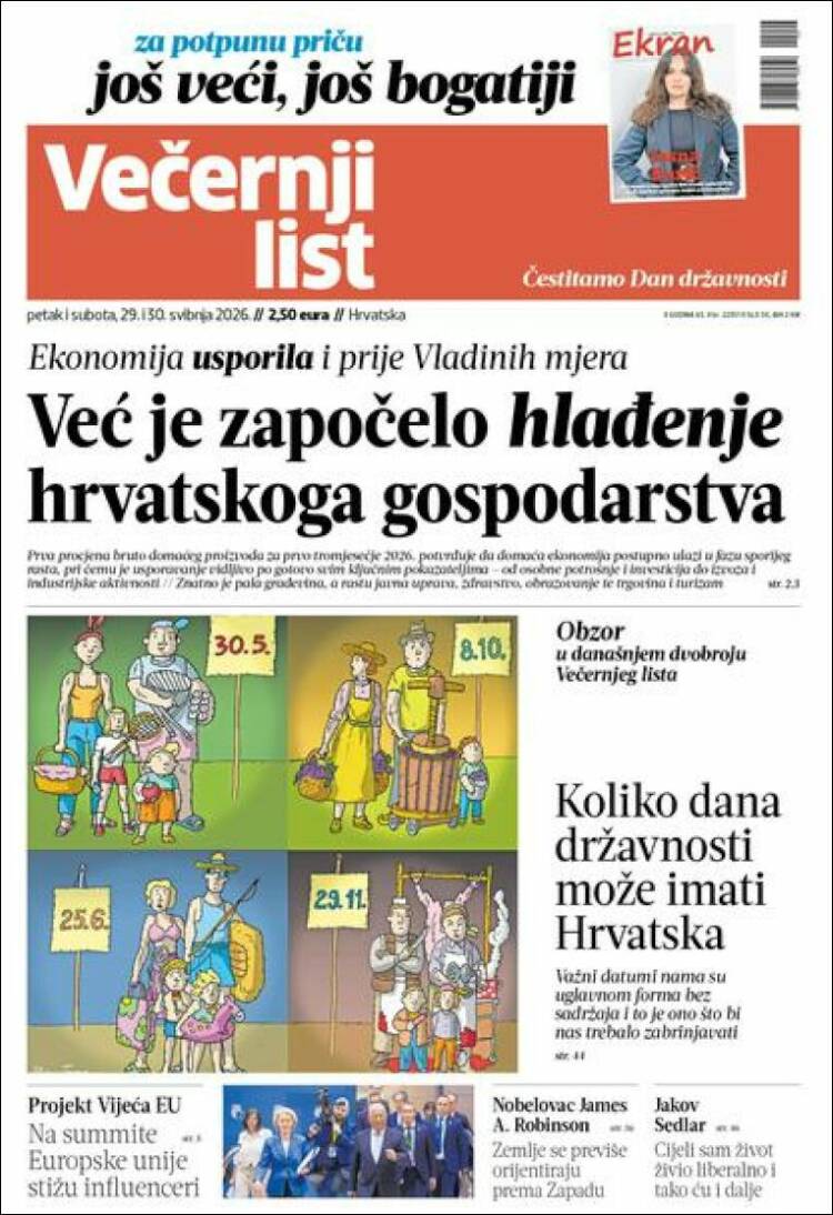 Portada de Večernji (Croacia)