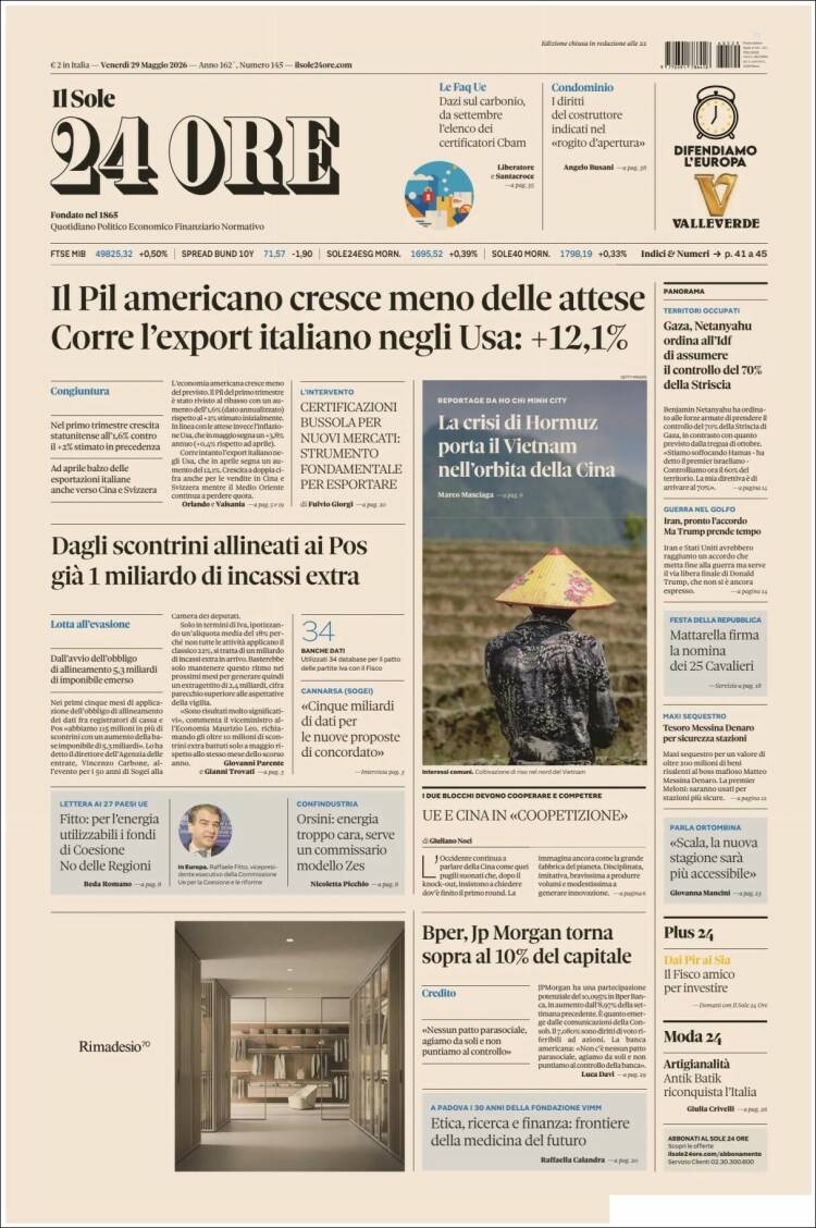 Portada de Il Sole 24 ORE (Italia)