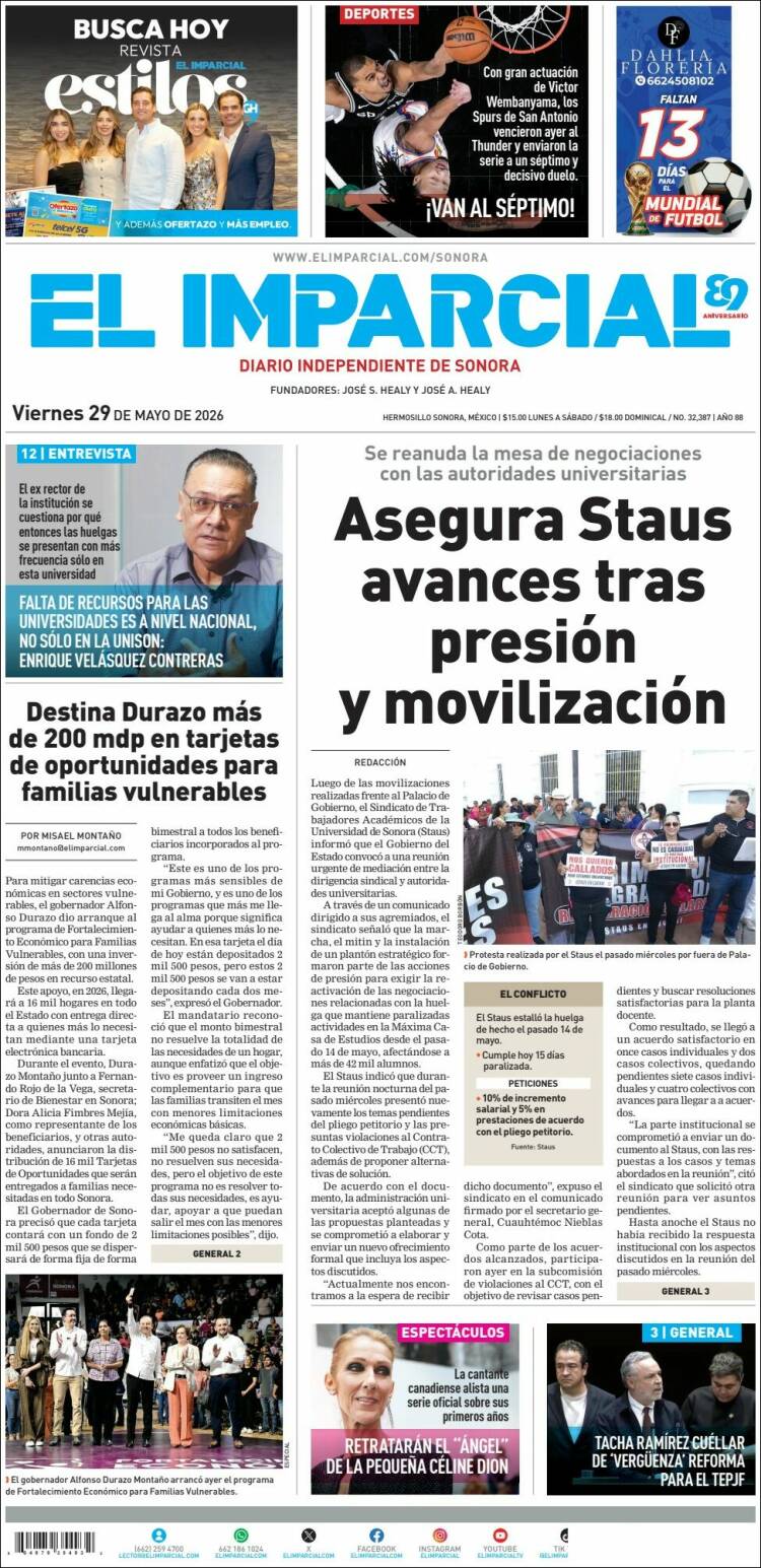 Portada de El Imparcial (M&eacute;xico)