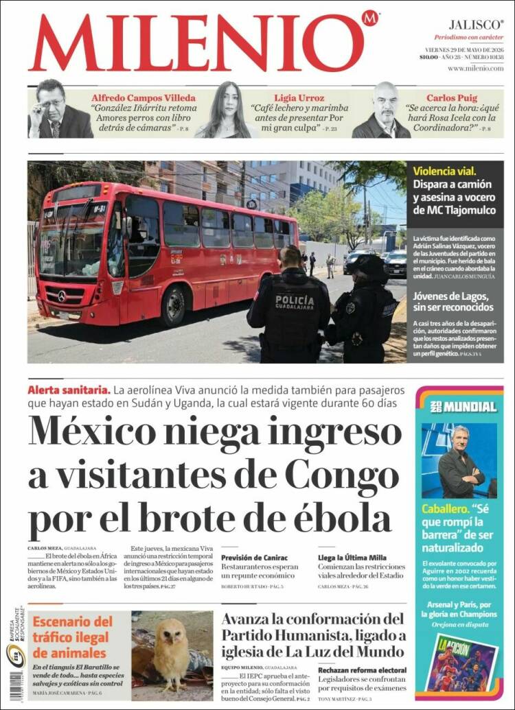 Portada de Milenio - Jalisco (M&eacute;xico)