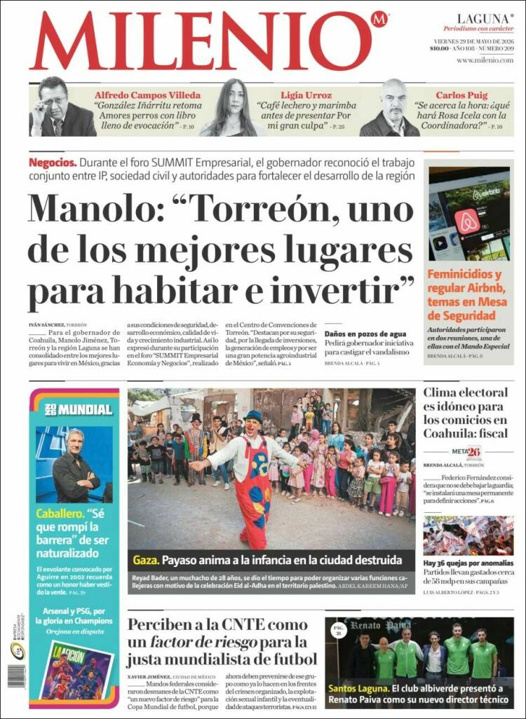Portada de Milenio - Laguna (M&eacute;xico)