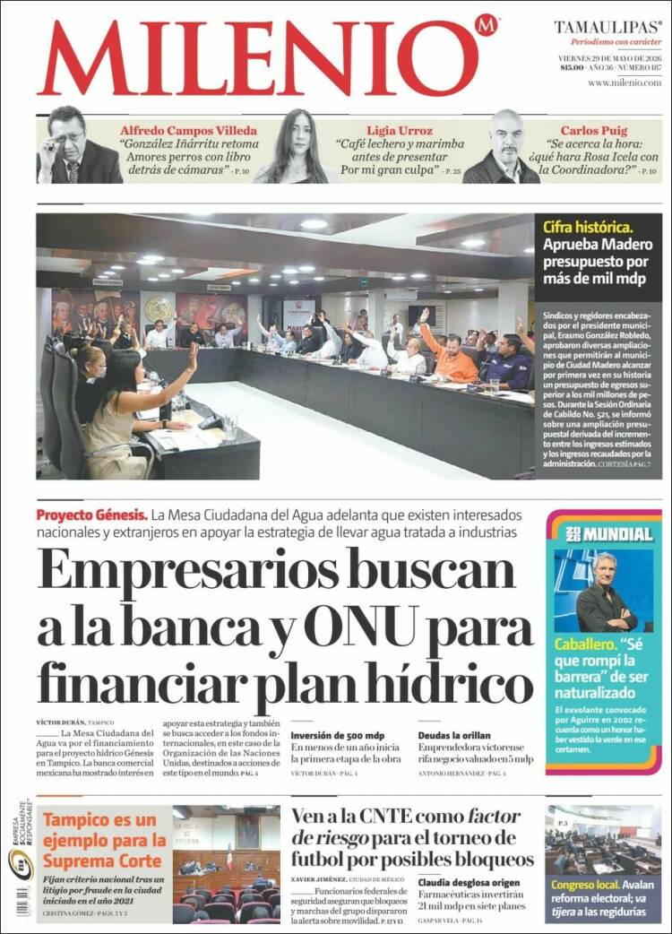 Portada de Milenio - Tamaulipas (M&eacute;xico)