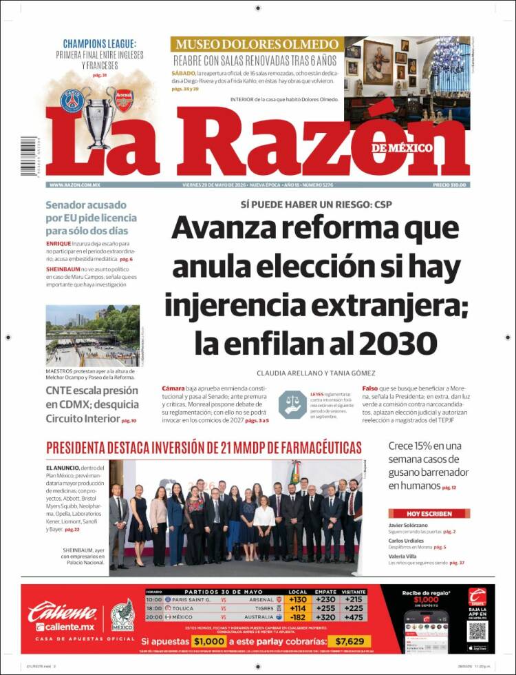 Portada de La Razón (M&eacute;xico)
