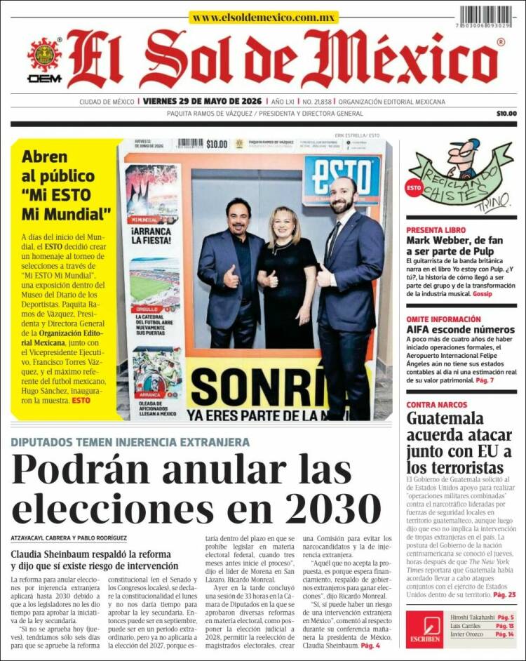 Portada de El Sol de México (M&eacute;xico)