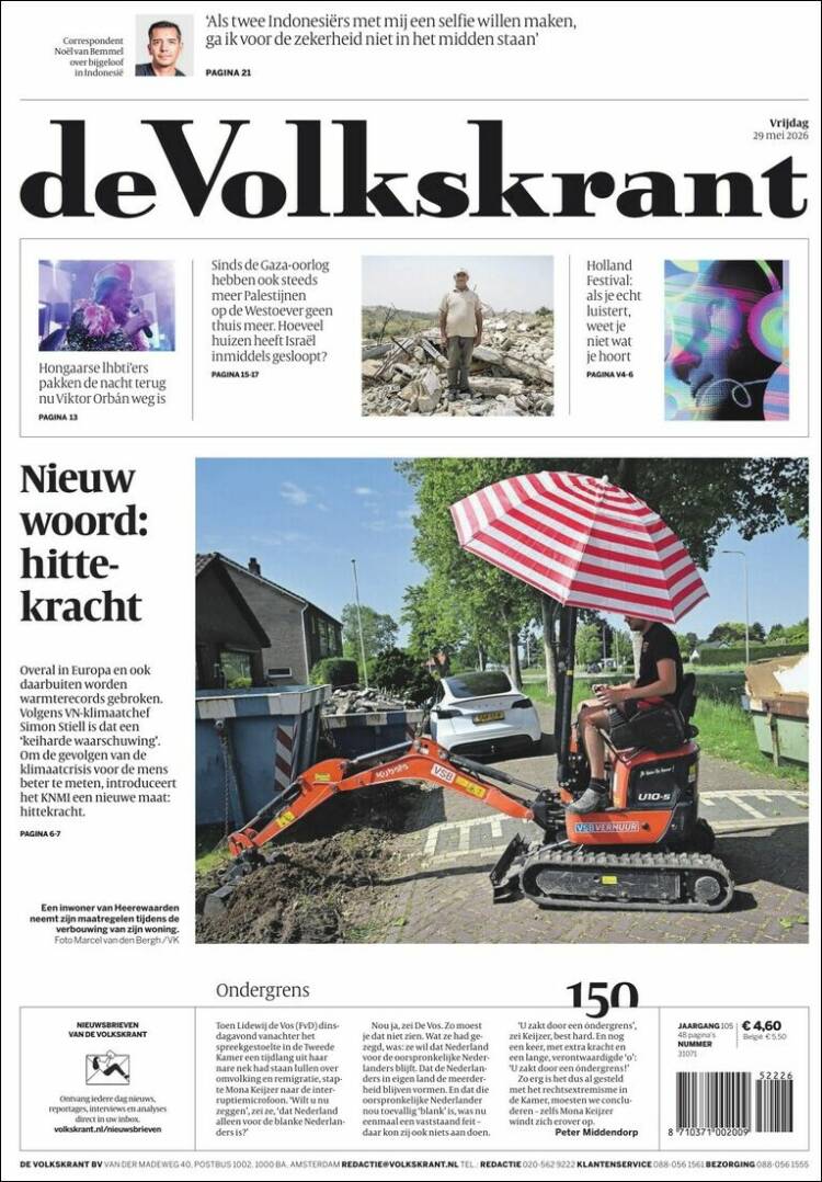 Portada de De Volkskrant (Pa&iacute;ses Bajos)