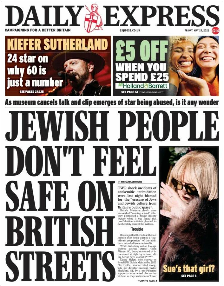 Portada de Daily Express (Reino Unido)