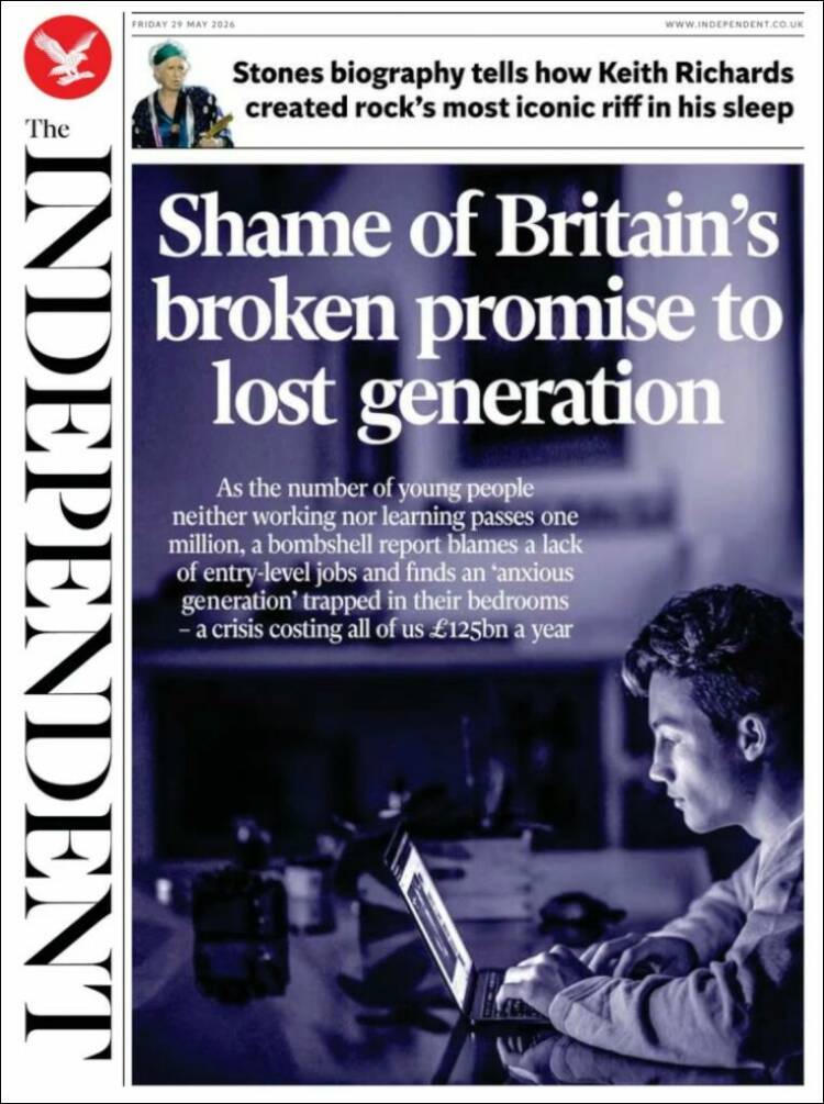 Portada de The Independent (Reino Unido)
