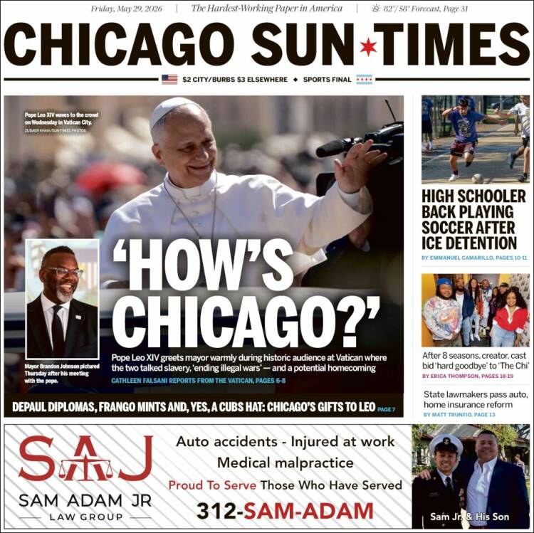Portada de Chicago Sun-Times (USA)