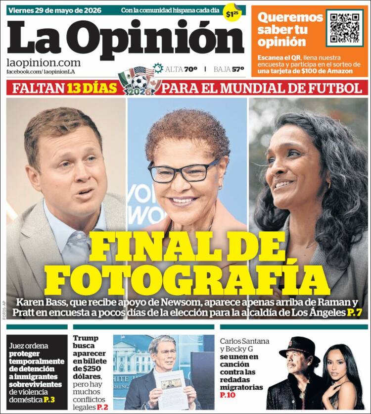 Portada de La Opinión (USA)