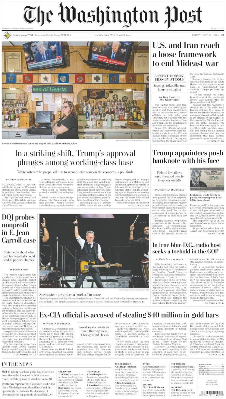Portada de The Washington Post (USA)
