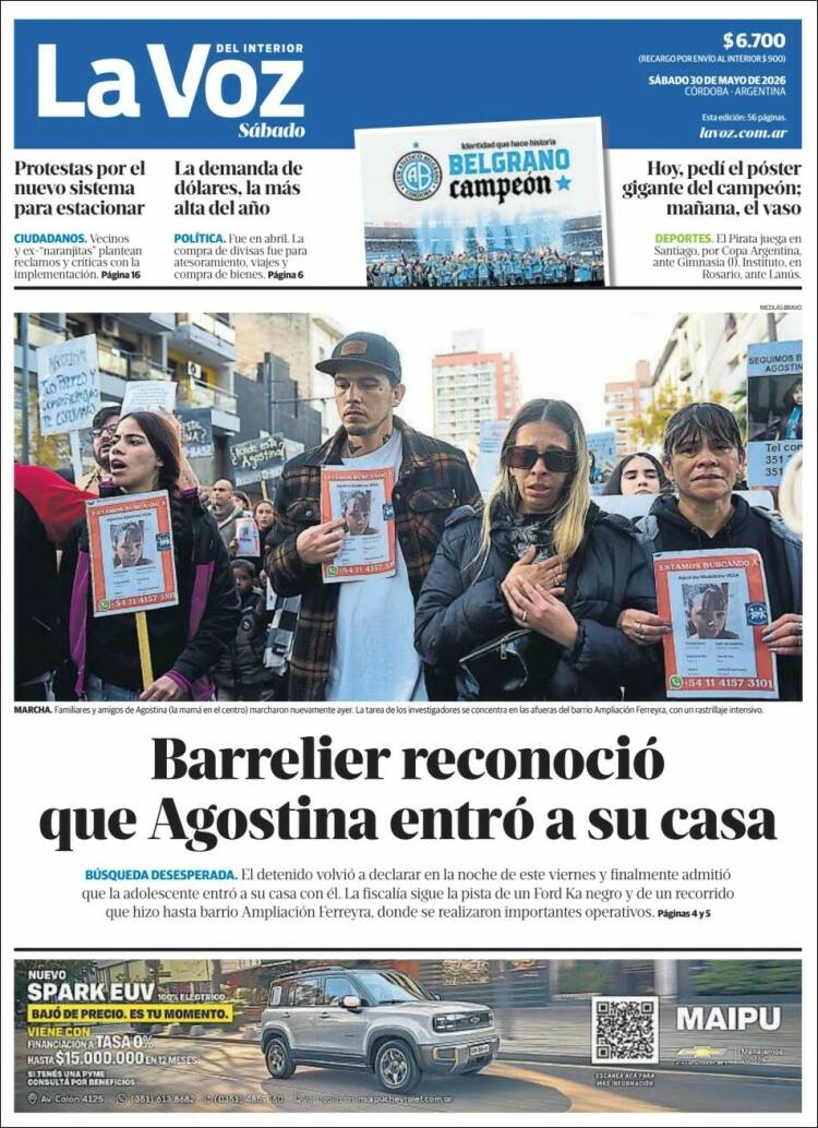 Portada de La Voz del Interior (Argentina)