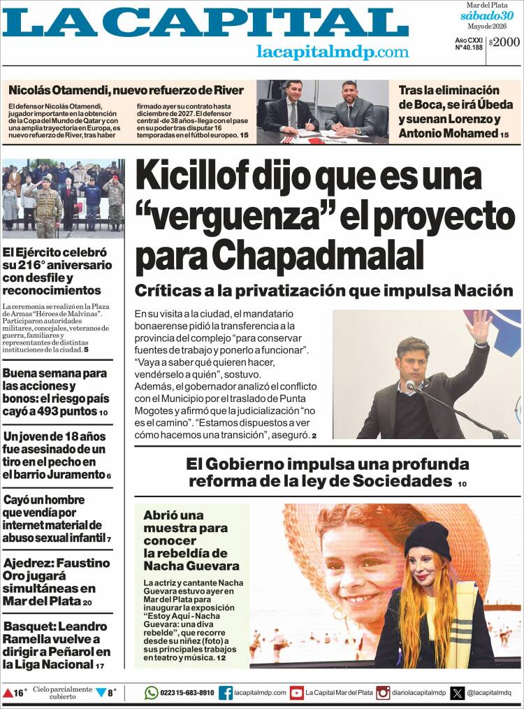 Portada de Diario La Capital - Mar del Plata (Argentina)