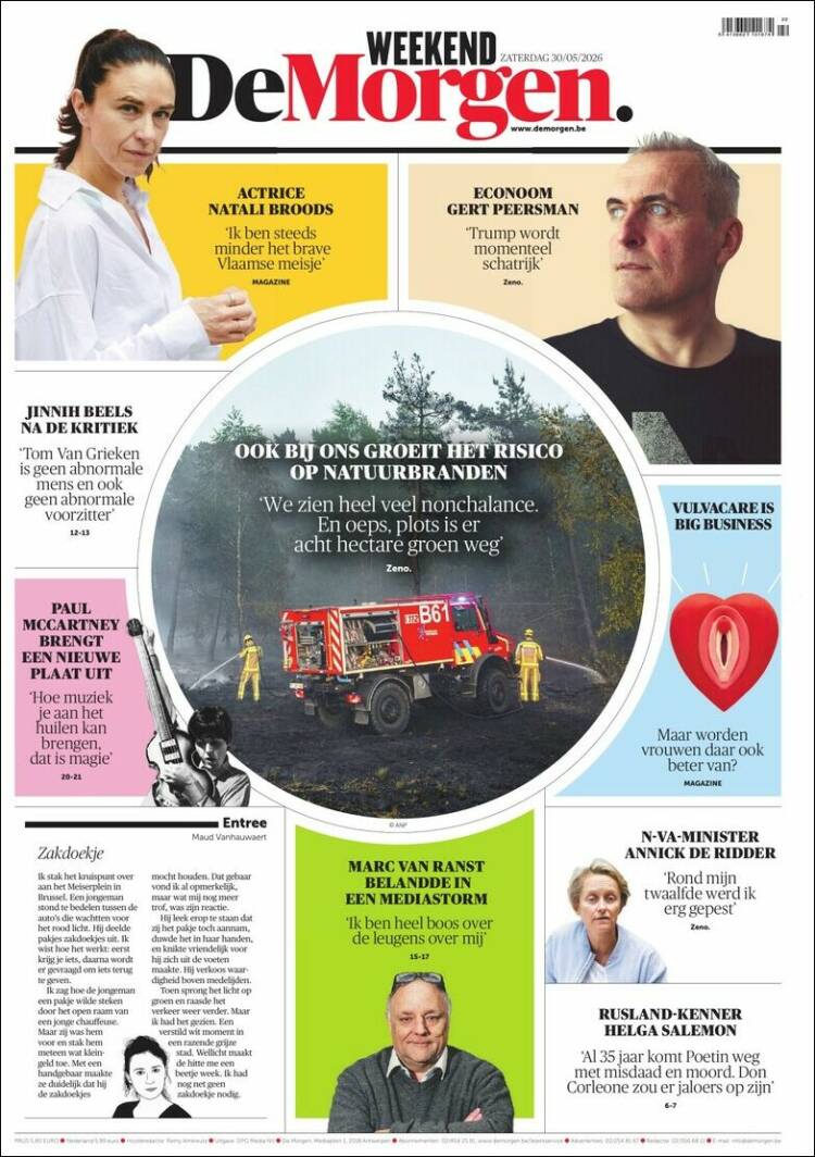 Portada de De Morgen (B&eacute;lgica)