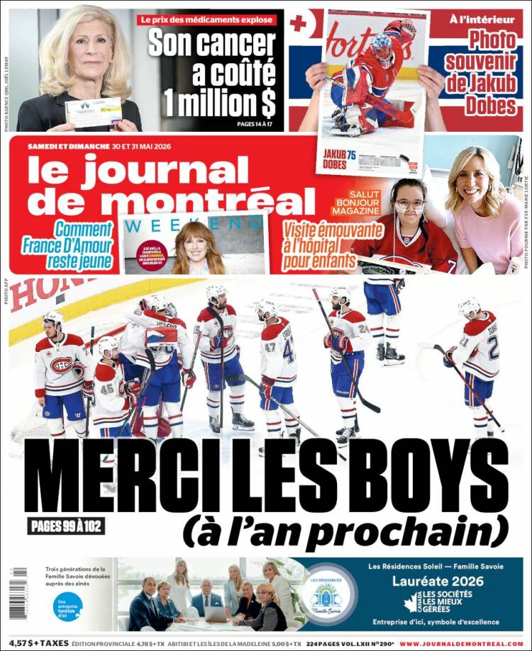 Portada de Le Journal de Montréal (Canad&aacute;)