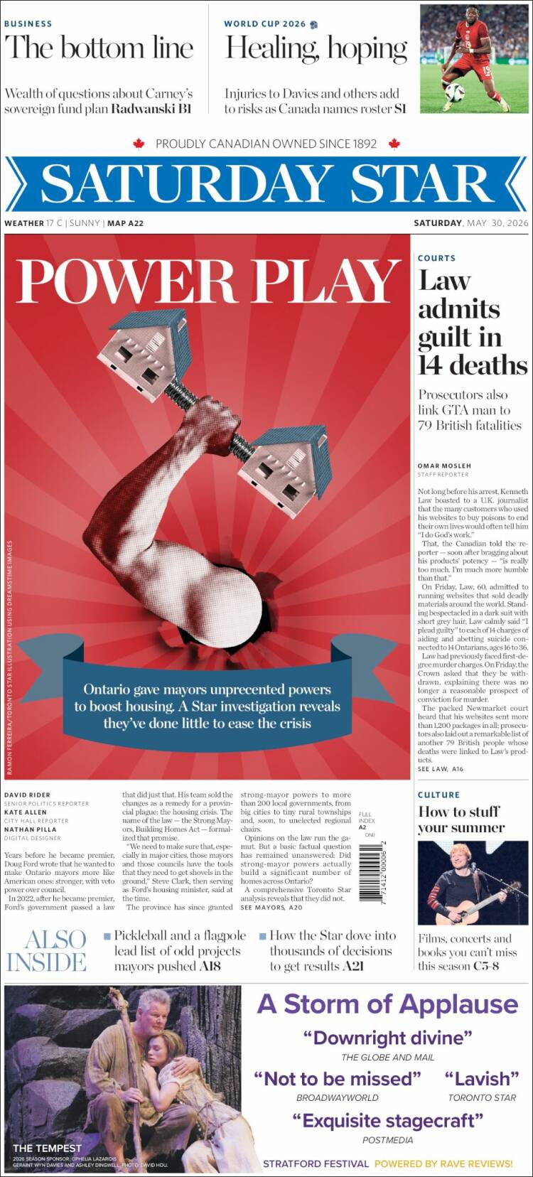 Portada de The Toronto Star (Canad&aacute;)