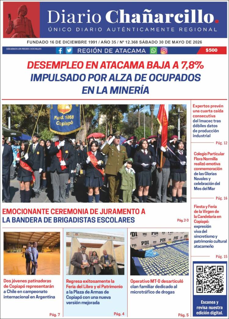 Portada de Diario Chañarcillo (Chile)