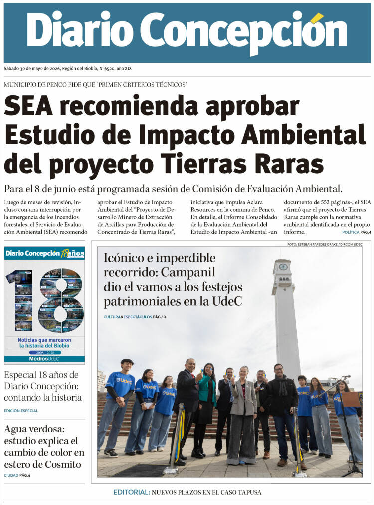 Portada de Diario de Concepción (Chile)