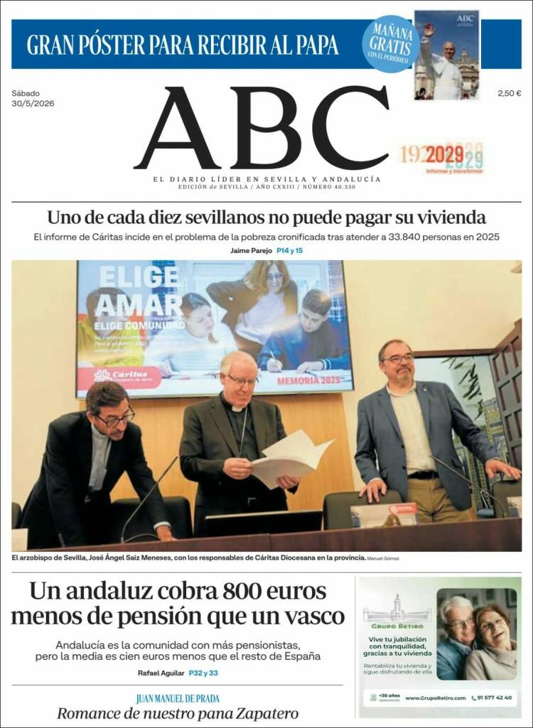 Portada de ABC - Sevilla (Espa&ntilde;a)