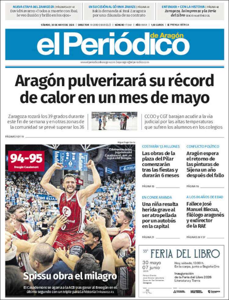 Portada de El Periódico de Aragón (Espa&ntilde;a)
