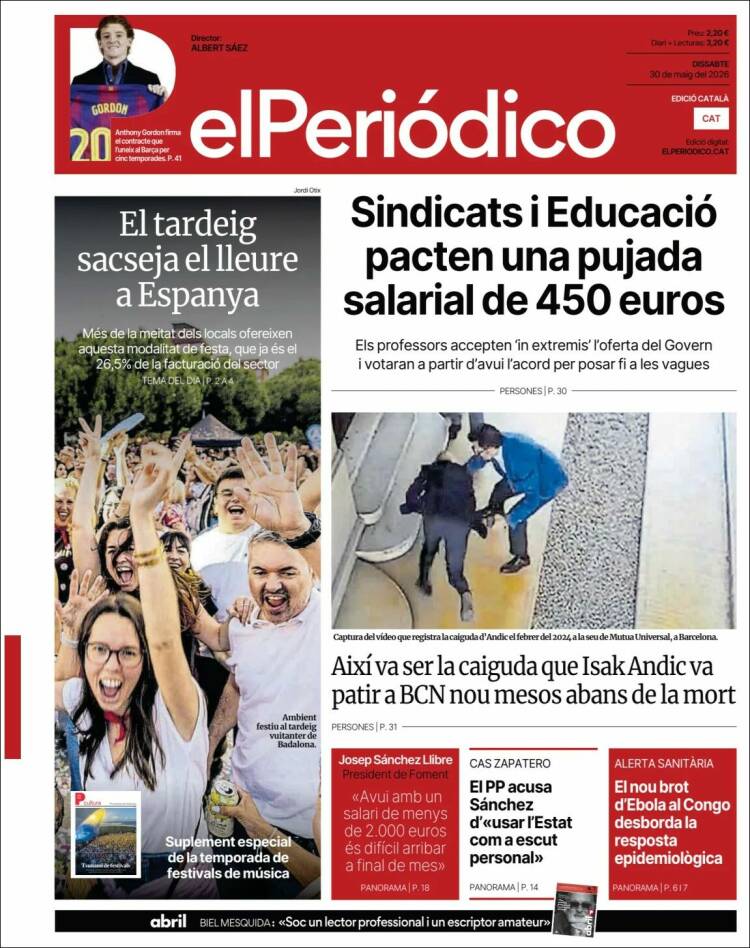 Portada de El Periódico de Catalunya (Espa&ntilde;a)