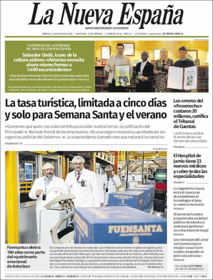 Portada de La Nueva España (Espa&ntilde;a)