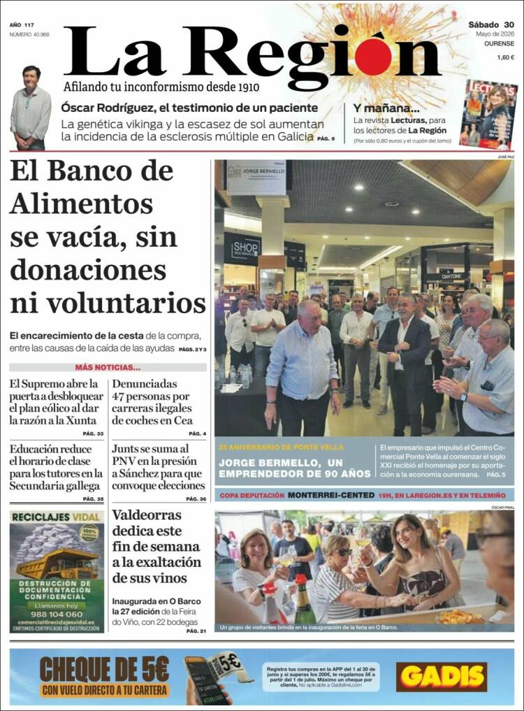 Portada de La Región de Ourense (Espa&ntilde;a)