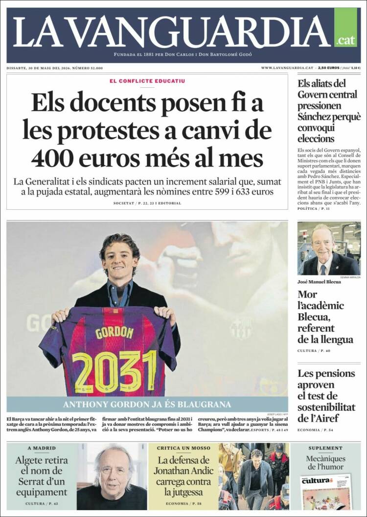 Portada de La Vanguardia (Espa&ntilde;a)