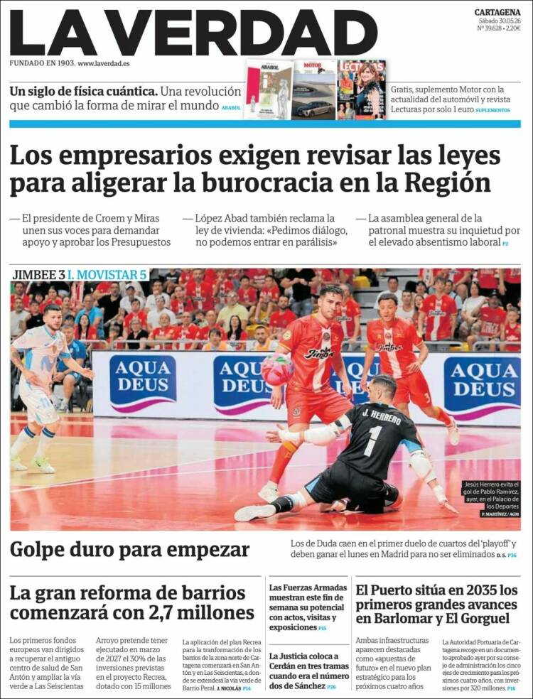 Portada de La Verdad de Cartagena (Espa&ntilde;a)