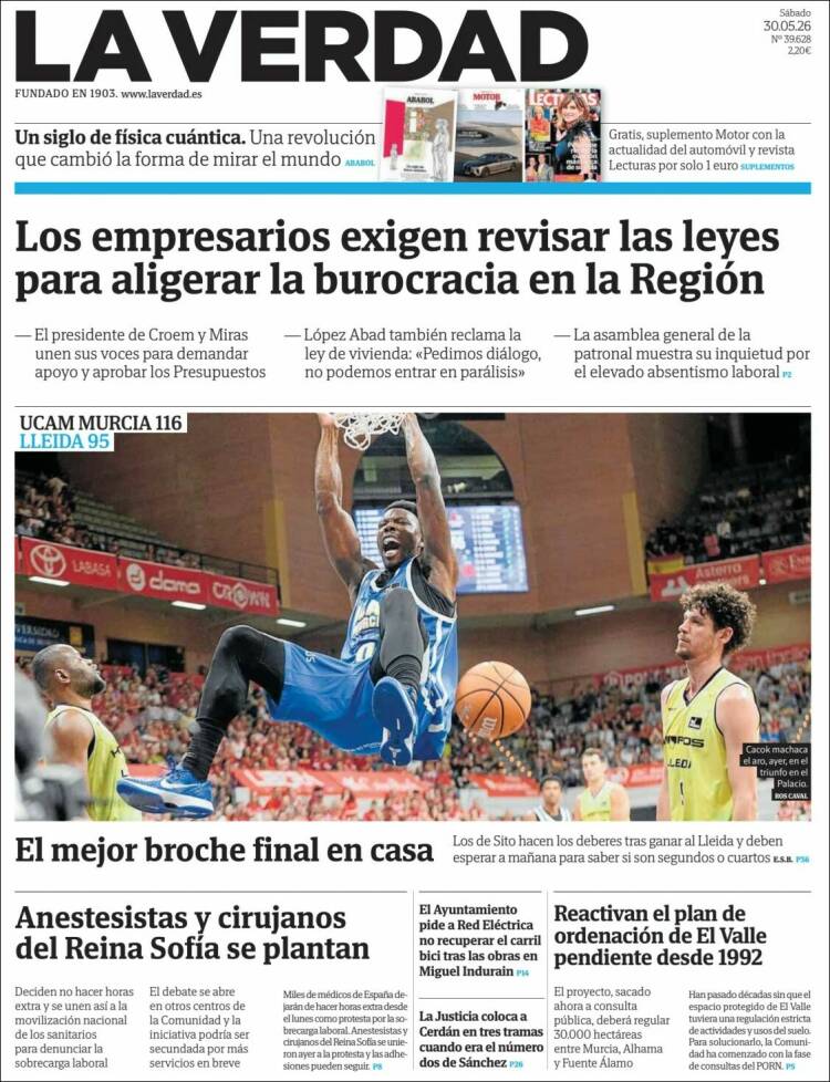 Portada de La Verdad de Murcia (Espa&ntilde;a)